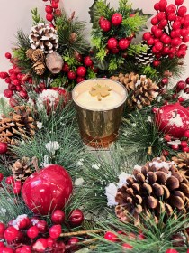 Χριστουγεννιάτικο ποτήρι PINK GOLD MIRROR με καπάκι τυχερό τριφύλλι